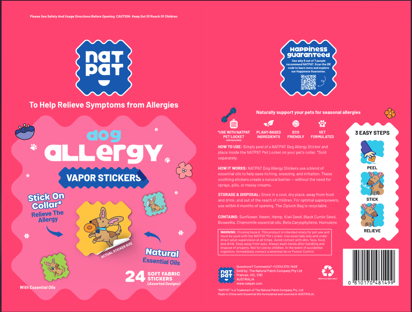 Dog Allergy Vapor Stickers